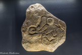Musée d'Aquitaine. <br> 
Vénus de Berlin.
Grand Abri de Laussel, Marquay.
Gravettien (- 25 000 ans environ).
Plâtre.
Travaillée en ronde-bosse, cette représentation féminine est vue de face, les traits du visage ne sont pas détaillés. Le thorax est étroit avec deux seins volumineux reposant sur l'abdomen et les hanches. La ceinture pelvienne est très large, tout comme les cuisses. Le triangle pubien est de petite taille.
Cette représentation est celle d'une femme ayant déjà plusieurs fois enfanté, thème récurrent des figurations féminines du Gravettien. Le bras est en extension et tient un objet en forme d'arc, qui fait penser à la corne tenue par la plus connue des Vénus de Laussel. Cependant. Il est impossible de déterminer la nature de cet objet dont les contours ont été profondément creusés
Ce bas-relief a eu un destin particulier. Raymond Peyrille, le chef de chantier de Gaston Lalanne n'a pas signalé cette découverte et l’a vendu au Muséum für Vôlkerkunde de Berlin (Musée d’ethnologie). G. Lalanne fut surpris de découvrir une sculpture de Laussel dans le bureau du conservateur du musée. R. Peyrille fût condamné pour vol G. Lalanne dut se contenter de ce moulage qui fait aujourd’hui office d'original : le bloc découvert en 1911 a été détruit dans les bombardements de Berlin en avril 1945.
