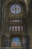 <center>Saint Eustache</center> Verrière du transept sud : La Nativité (XIXe siècle).