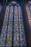 <center></center><center>La Sainte-Chapelle.  </center> Le Livre des rois. Chaque baie est composée de quatre lancettes et surmontée de trois roses. Celles du chœur ne comportent que deux lancettes.