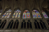 <center>L'église Saint-Séverin. </center> Saints Simon, Barthélémy et Antoine ; Saint Clément et meurtre de Thomas Beckett ; Saints Prosper et Philippe ; Saints Paul et Barnabé ; ?