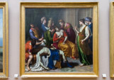 <center>La Mort de Cléopâtre. Vers 1640.</center>Alessandro TURCHI. Vérone, 1578 - Rome, 1649. Le sujet se trouve chez Plutarque : amant de la reine d'Egypte à laquelle il avait sacrifié ses enfants et sa femme Octavie, défait à la bataille d'Actium par Auguste, Marc-Antoine s'est donné la mort avec son épée ; entourée de ses suivantes et de ses trésors, Cléopâtre met également fin à ses jours en se faisant mordre le sein par un aspic.