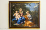 <center>La Vierge et l'Enfant avec sainte Martine. Vers 1643 (?).</center>Pietro Berretini, dit Pierre de CORTONE. Le sujet a été plusieurs fois répété par Pierre Cortone qui vouait une dévotion particulière à sainte Martine : très impressionné par la découverte de son corps en 1634. il fut l'architecte de l'église des Saints-Luc-et-Martine de Rome et alla jusqu'à léguer ses biens à la sainte.