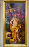 <center>Apollon couronné par Minerve. Toile, 1667-1668. </center>Noël COYPEL. Paris, 1628 - Paris, 1707. Peint pour le cabinet du petit appartement du Roi au château des Tuileries, ce tableau appartenait à un ensemble de paysages et de scènes de l'histoire d'Apollon. L'essentiel de ce décor a disparu lors de l'incendie de 1871 durant la Commune.