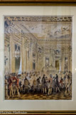 <center>Le Pavillon de Musique</center>Gravure représentant un banquet dans le salon de musique.