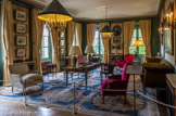 <center>Musée Nissim de Camondo</center>Le salon bleu, réaménagé en 1924 à l’emplacement de la chambre et du boudoir de sa fille Béatrice. Moïse de Camondo en fît une pièce confortable qui lui servit de bureau jusqu’à sa mort, en 1935.Il port le nom de « salon bleu », en raison de la couleur des boiseries, à l’origine peinte en bleu canard qui a verdi avec le temps. A gauche, marquise, vers 1780 – 1790, hêtre sculpté et peint ; proviennent du château Chanteloup. Sous la fenêtre, meubles d’appui, estampille de Pierre Maret, vers 1770 – 1775, chêne plaqué d’acajou, bronze doré ciselé, dessus en marbre griotte rouge.
Sous les tableaux, père de console, vers 1780 – 1790, chêne plaqué d’amarante et citronniers, bronze ciselé doré, dessus en marbre blanc. A droite, paire de bergères, vers 1727 – 1730, noyer sculpté anciennement peint.