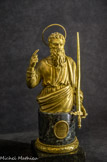 <center>Le Trésor de Notre-Dame. </center> Statuette reliquaire de Saint Paul. Bronze doré, marbre, Italie, fin du XVIIIe siècle.