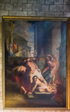 <center>Chapelle Saint-Landry. /center> Anciennement chapelle Sainte-Catherine. Les fils de Sceva, exorcistes juifs,  battus par le démon, par Mathieu Elyas, may 1702 par la corporation des orfèvres.